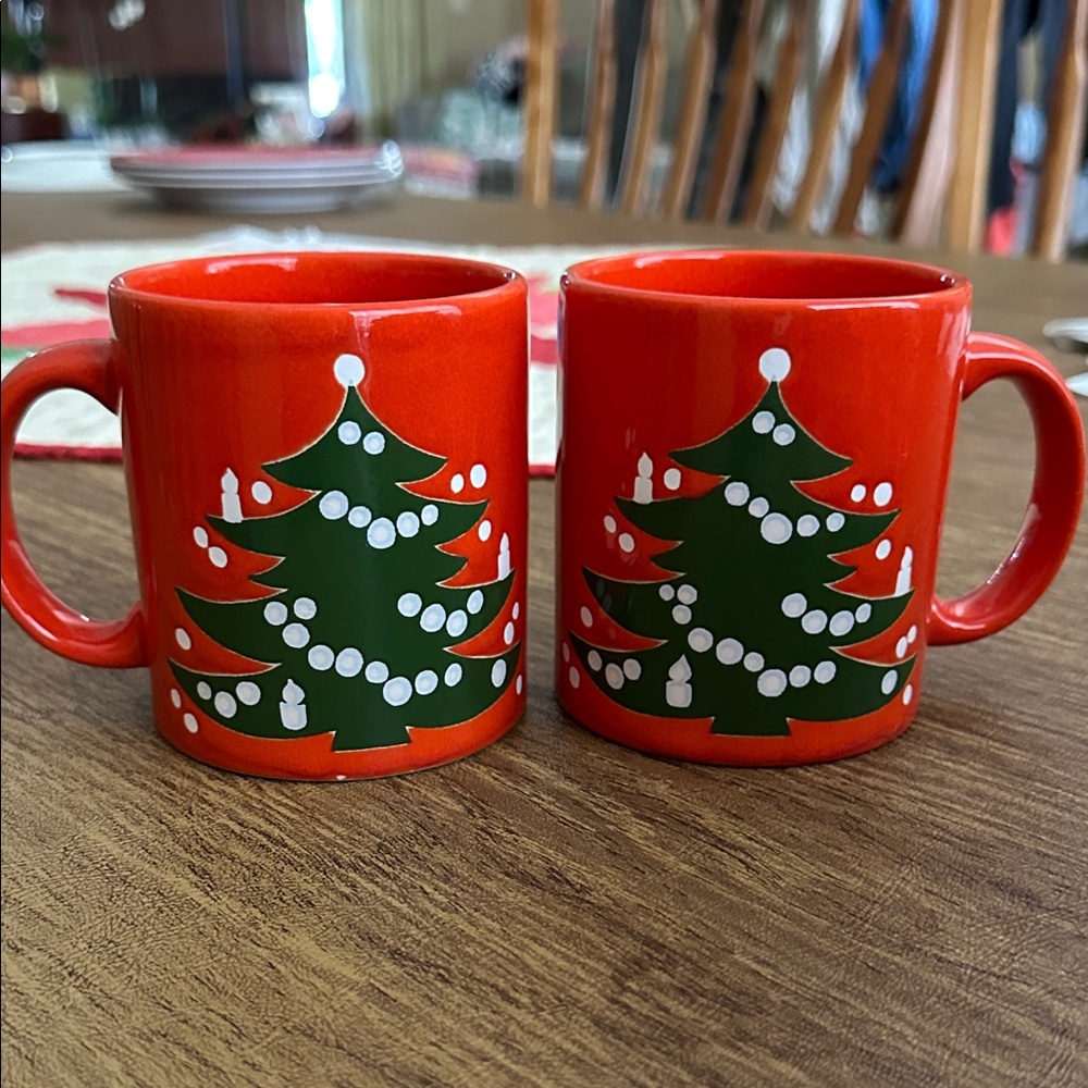Festive Red Christmas Tree Mugs
Set of 2
